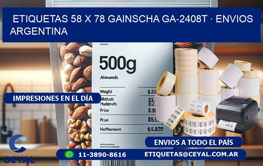ETIQUETAS 58 x 78 GAINSCHA GA-2408T · ENVIOS ARGENTINA