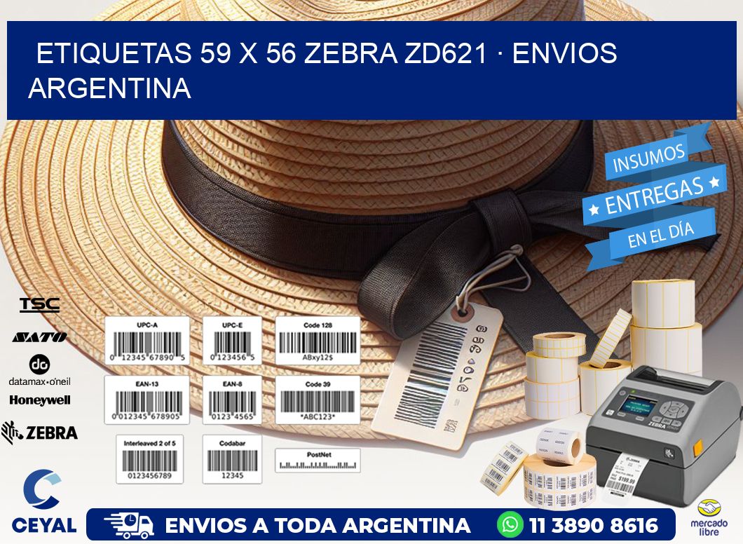 ETIQUETAS 59 x 56 ZEBRA ZD621 · ENVIOS ARGENTINA