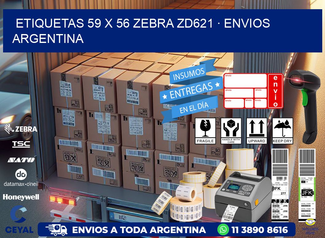 ETIQUETAS 59 x 56 ZEBRA ZD621 · ENVIOS ARGENTINA