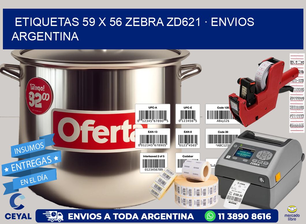 ETIQUETAS 59 x 56 ZEBRA ZD621 · ENVIOS ARGENTINA
