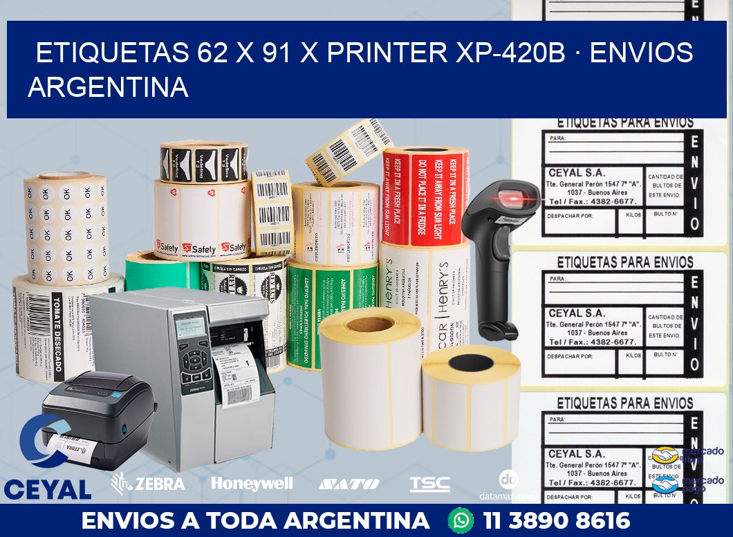ETIQUETAS 62 x 91 X PRINTER XP-420B · ENVIOS ARGENTINA