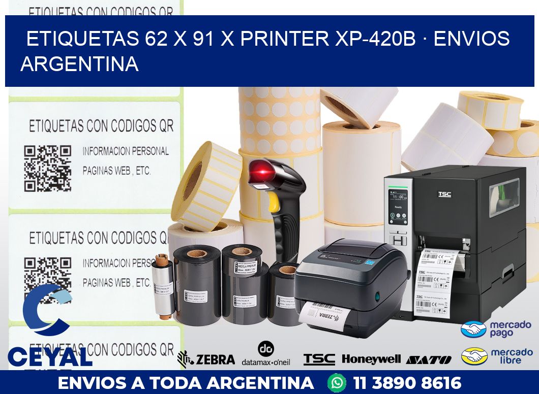 ETIQUETAS 62 x 91 X PRINTER XP-420B · ENVIOS ARGENTINA