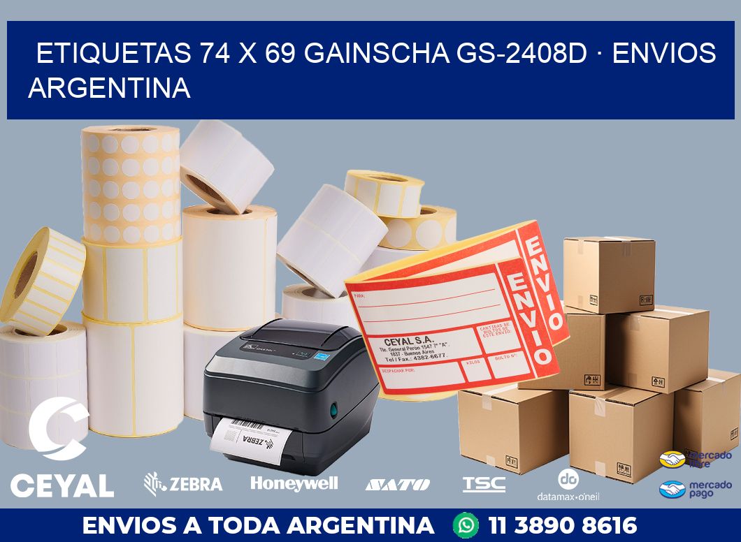 ETIQUETAS 74 x 69 GAINSCHA GS-2408D · ENVIOS ARGENTINA