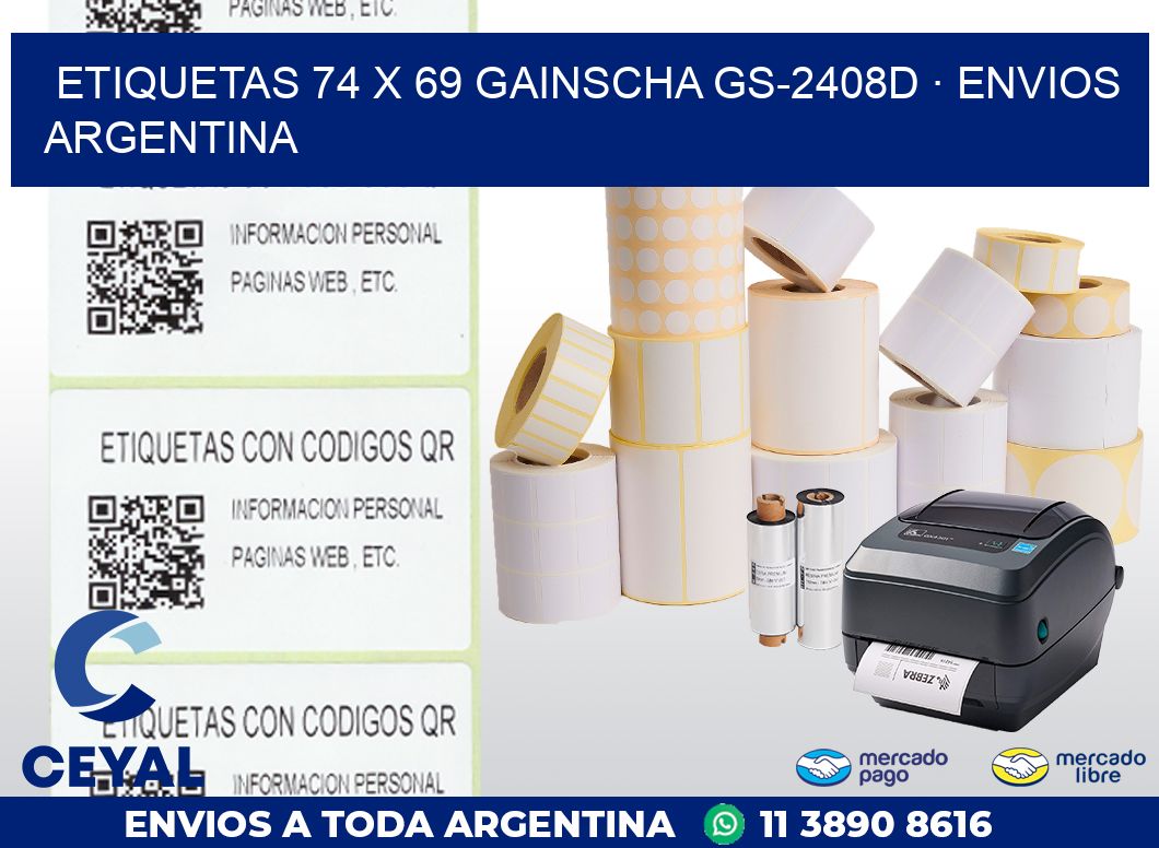 ETIQUETAS 74 x 69 GAINSCHA GS-2408D · ENVIOS ARGENTINA