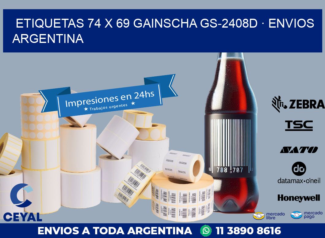 ETIQUETAS 74 x 69 GAINSCHA GS-2408D · ENVIOS ARGENTINA