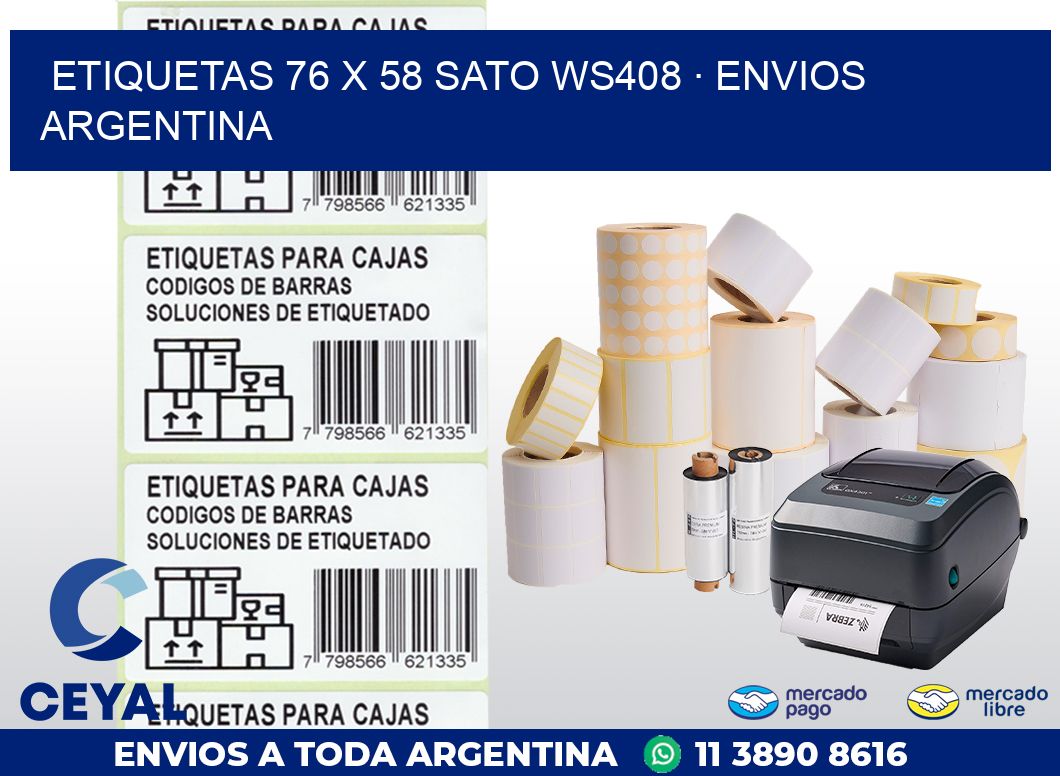 ETIQUETAS 76 x 58 SATO WS408 · ENVIOS ARGENTINA