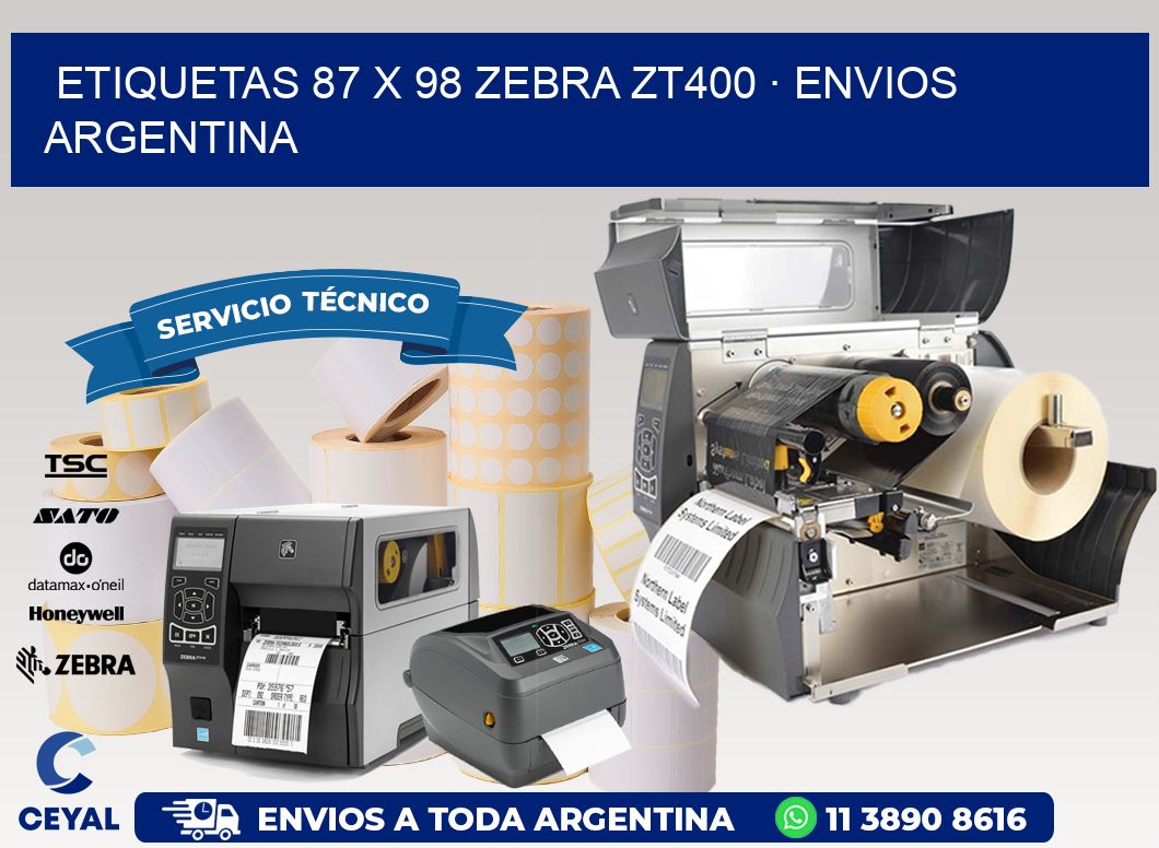 ETIQUETAS 87 x 98 ZEBRA ZT400 · ENVIOS ARGENTINA