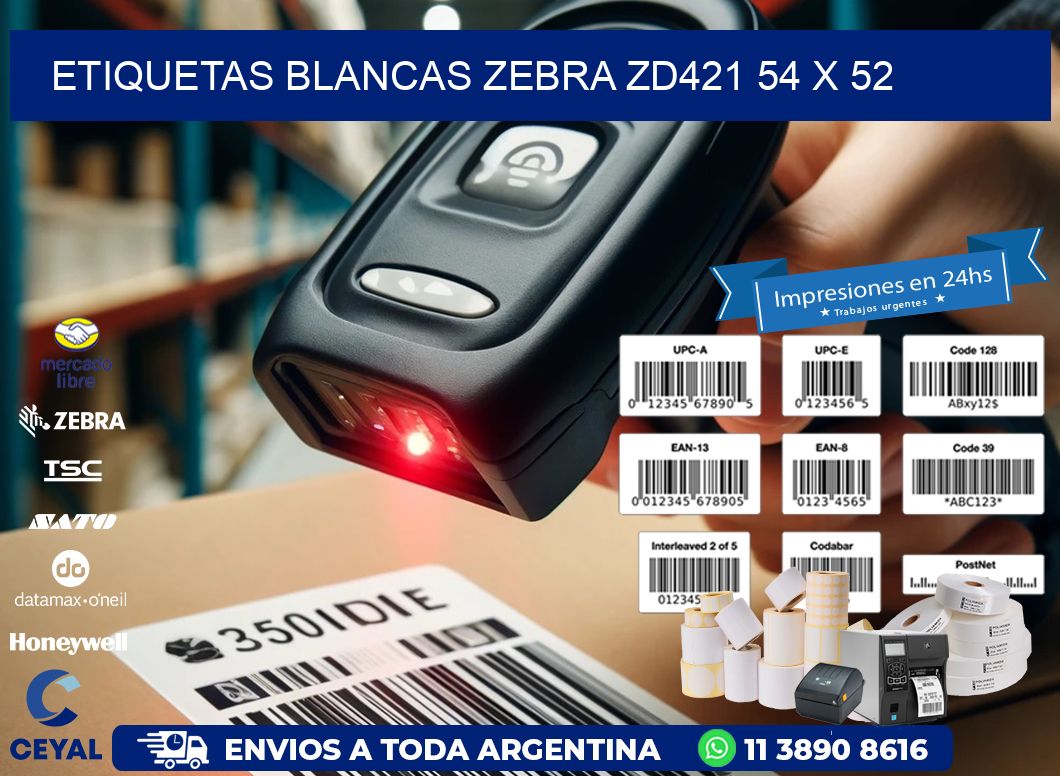 ETIQUETAS BLANCAS ZEBRA ZD421 54 x 52