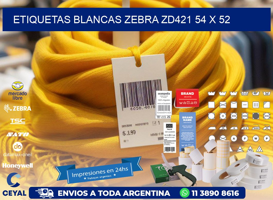 ETIQUETAS BLANCAS ZEBRA ZD421 54 x 52