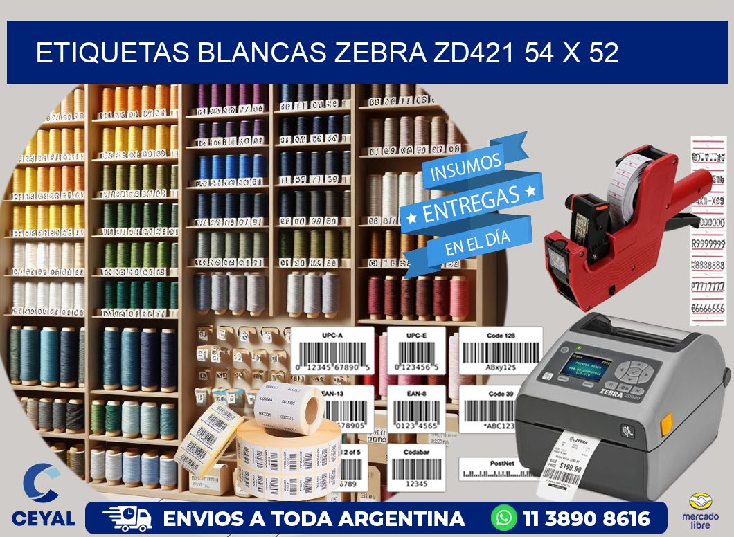 ETIQUETAS BLANCAS ZEBRA ZD421 54 x 52
