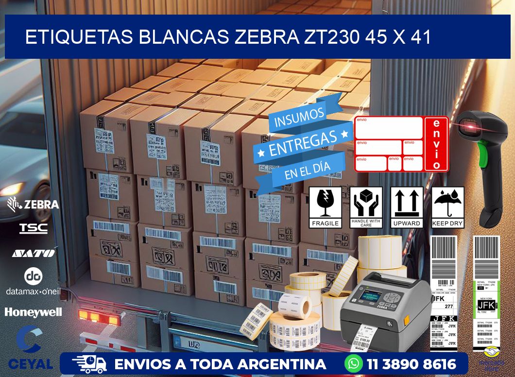ETIQUETAS BLANCAS ZEBRA ZT230 45 x 41