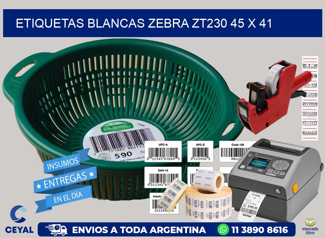 ETIQUETAS BLANCAS ZEBRA ZT230 45 x 41