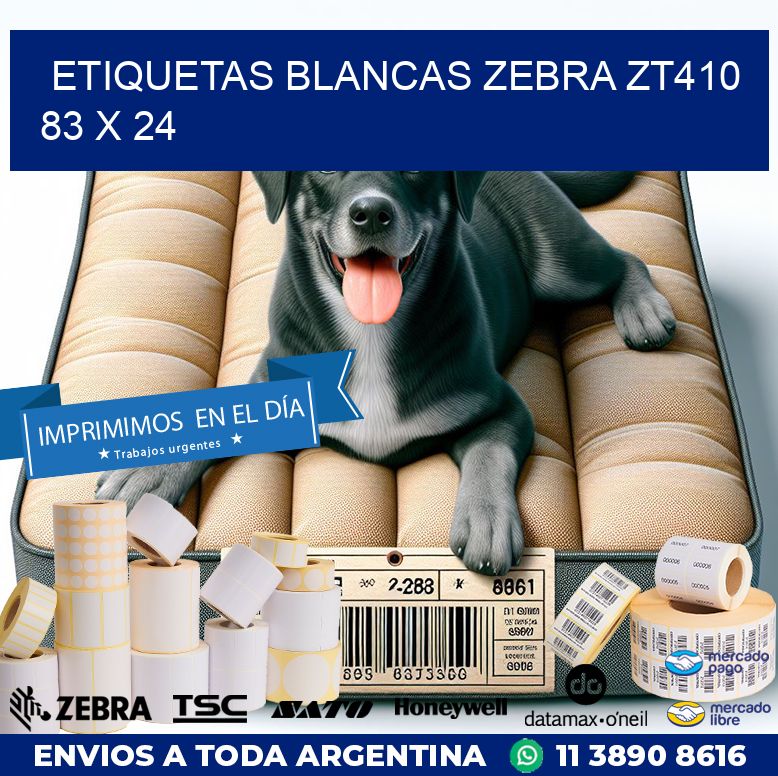 ETIQUETAS BLANCAS ZEBRA ZT410 83 x 24
