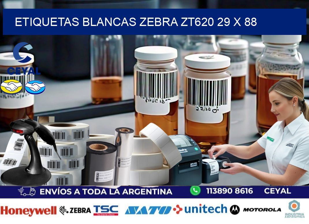 ETIQUETAS BLANCAS ZEBRA ZT620 29 x 88