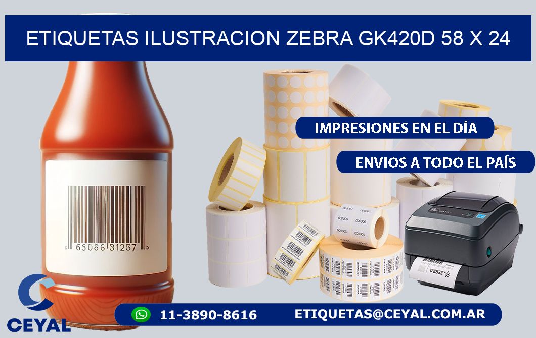 ETIQUETAS ILUSTRACION ZEBRA GK420D 58 x 24