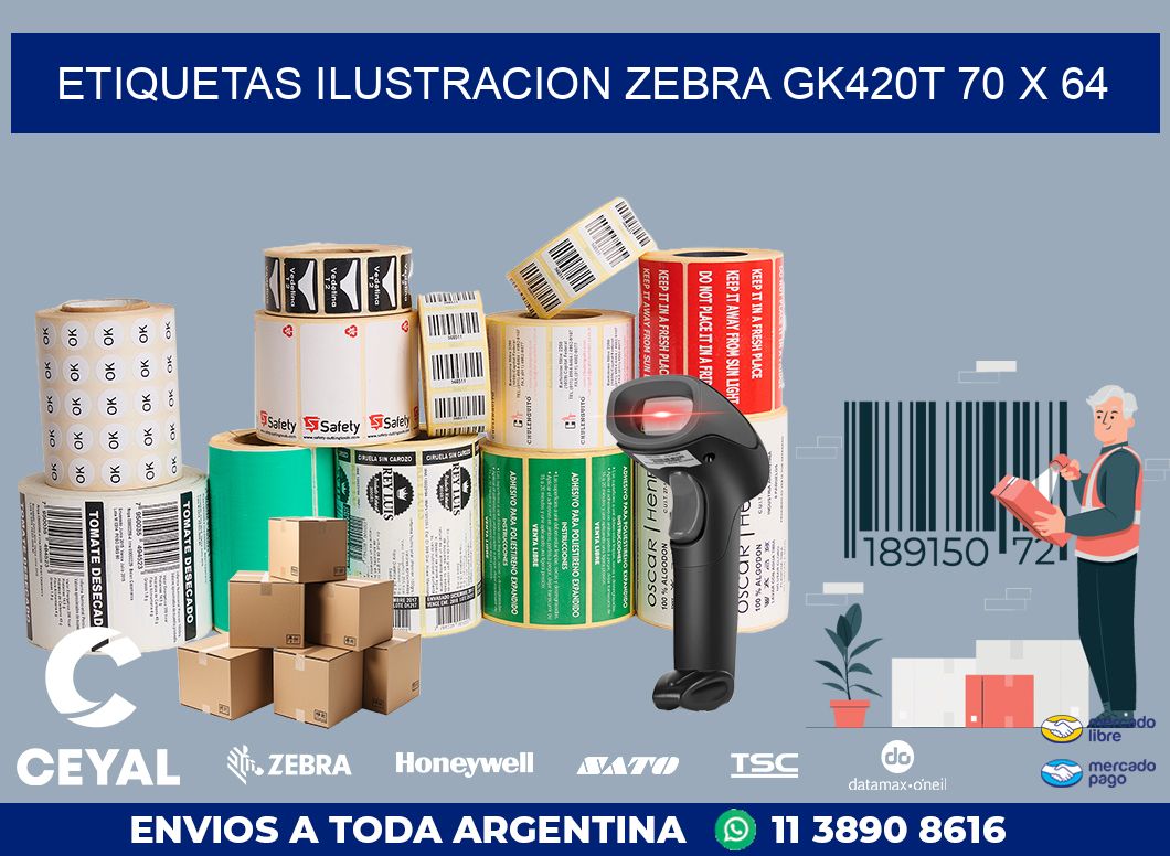 ETIQUETAS ILUSTRACION ZEBRA GK420T 70 x 64