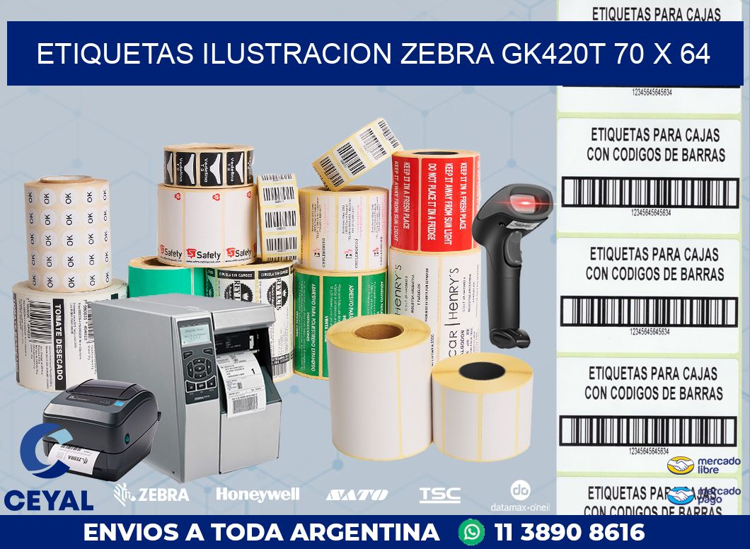 ETIQUETAS ILUSTRACION ZEBRA GK420T 70 x 64