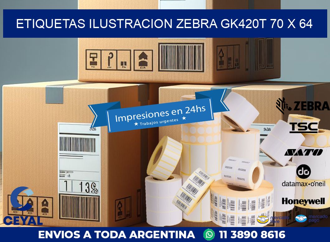 ETIQUETAS ILUSTRACION ZEBRA GK420T 70 x 64