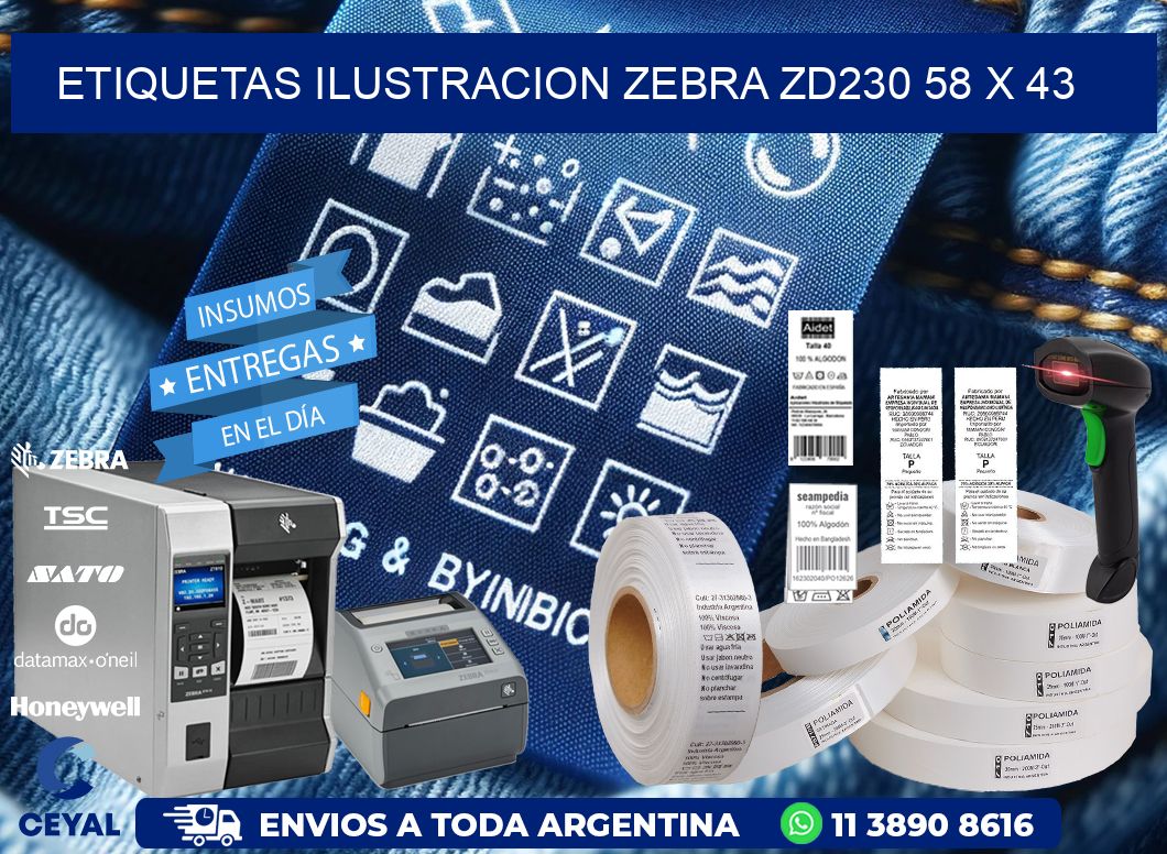 ETIQUETAS ILUSTRACION ZEBRA ZD230 58 x 43
