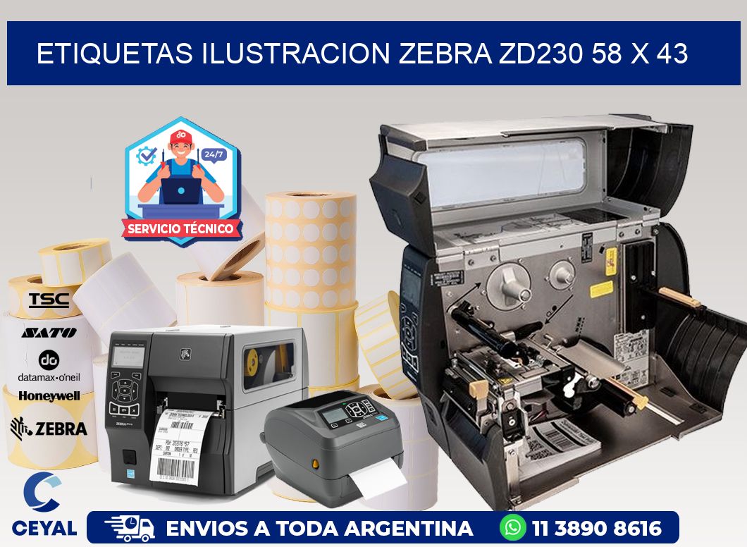 ETIQUETAS ILUSTRACION ZEBRA ZD230 58 x 43
