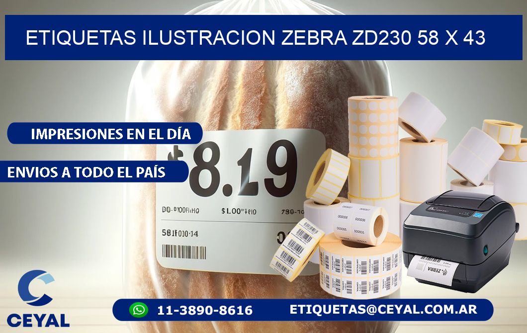 ETIQUETAS ILUSTRACION ZEBRA ZD230 58 x 43