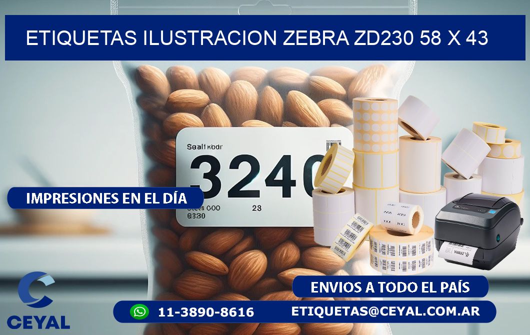 ETIQUETAS ILUSTRACION ZEBRA ZD230 58 x 43