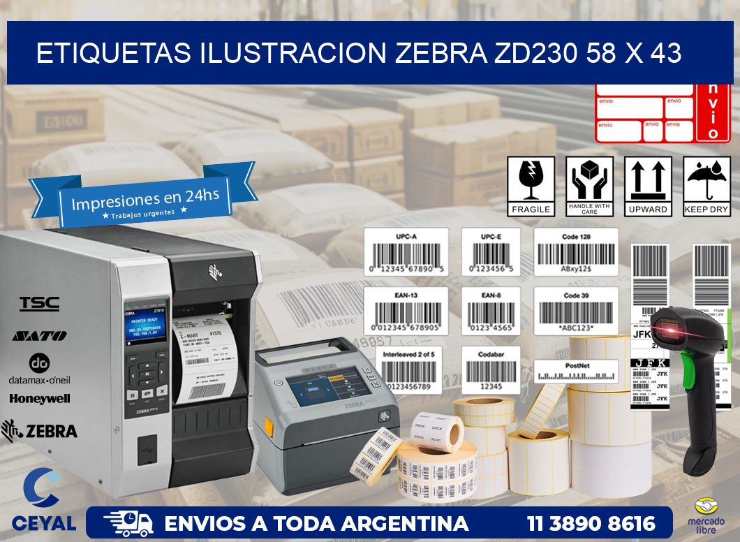 ETIQUETAS ILUSTRACION ZEBRA ZD230 58 x 43