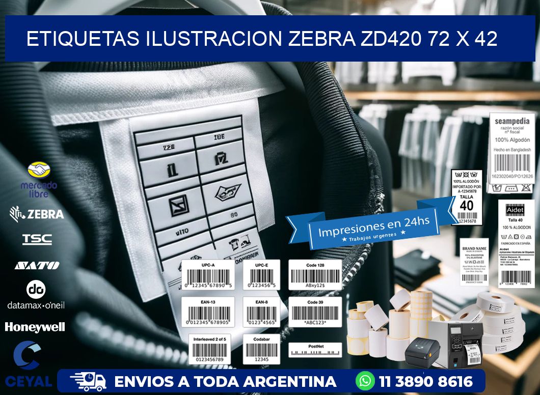ETIQUETAS ILUSTRACION ZEBRA ZD420 72 x 42