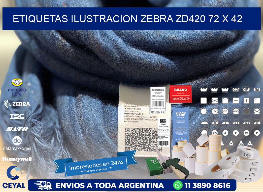 ETIQUETAS ILUSTRACION ZEBRA ZD420 72 x 42