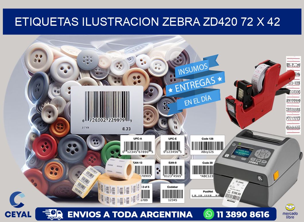 ETIQUETAS ILUSTRACION ZEBRA ZD420 72 x 42