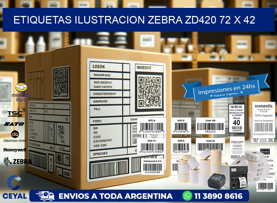 ETIQUETAS ILUSTRACION ZEBRA ZD420 72 x 42