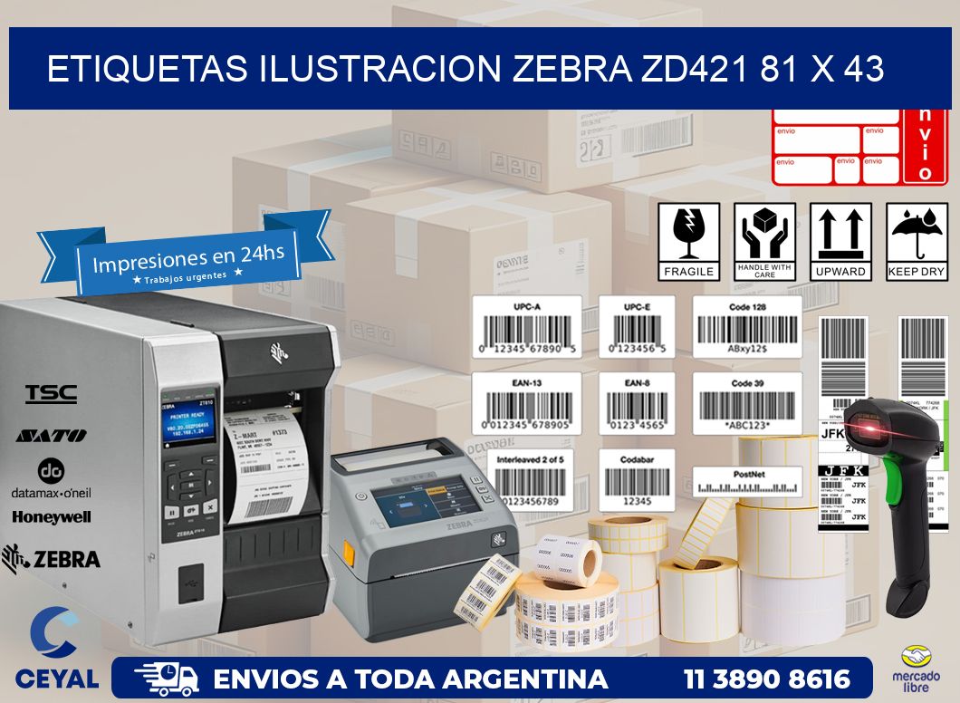 ETIQUETAS ILUSTRACION ZEBRA ZD421 81 x 43