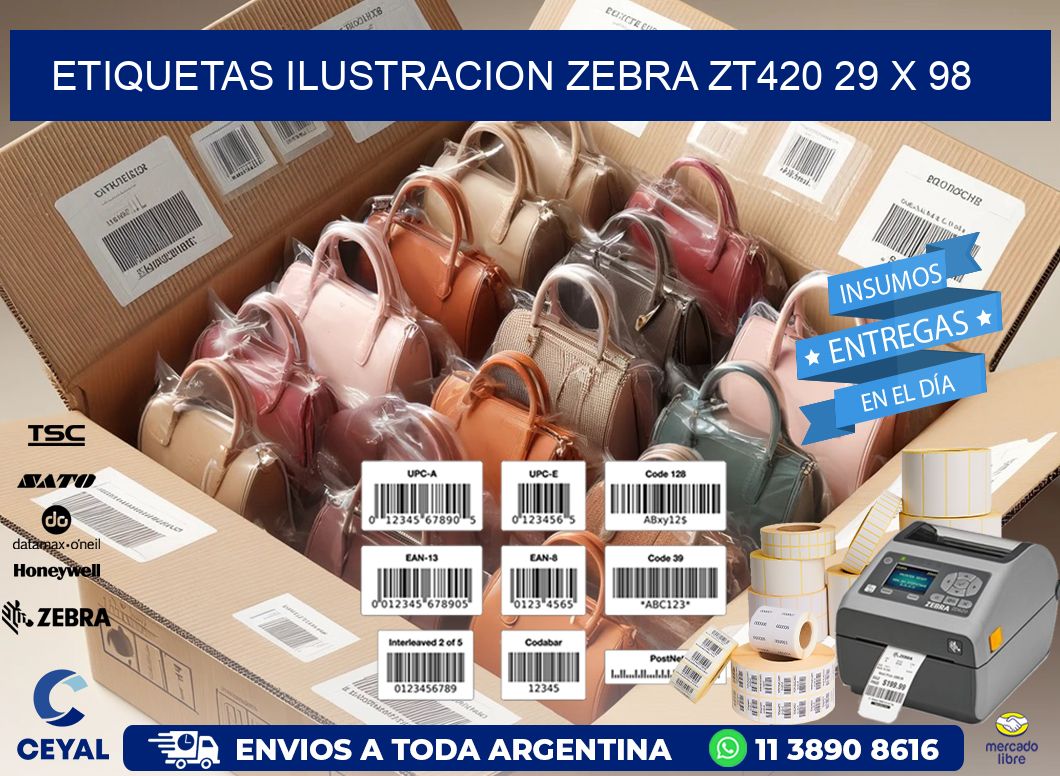 ETIQUETAS ILUSTRACION ZEBRA ZT420 29 x 98