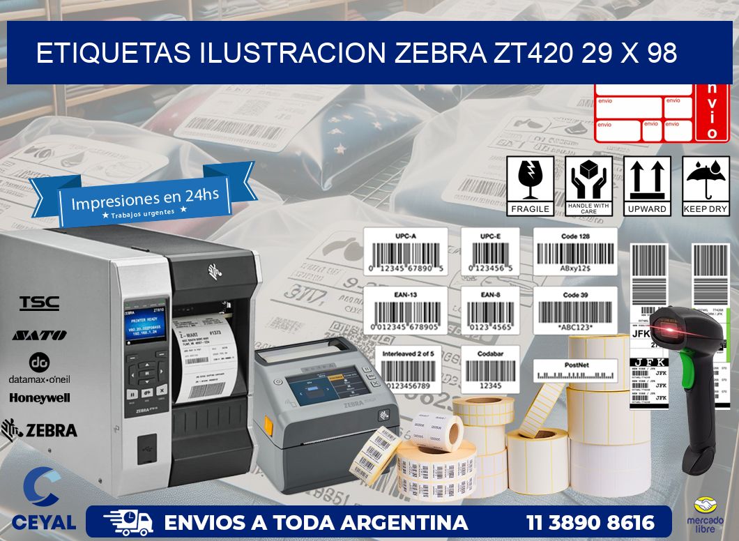 ETIQUETAS ILUSTRACION ZEBRA ZT420 29 x 98