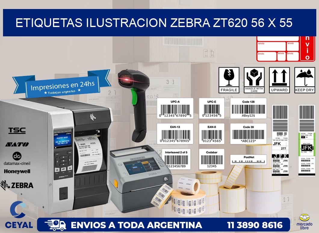 ETIQUETAS ILUSTRACION ZEBRA ZT620 56 x 55