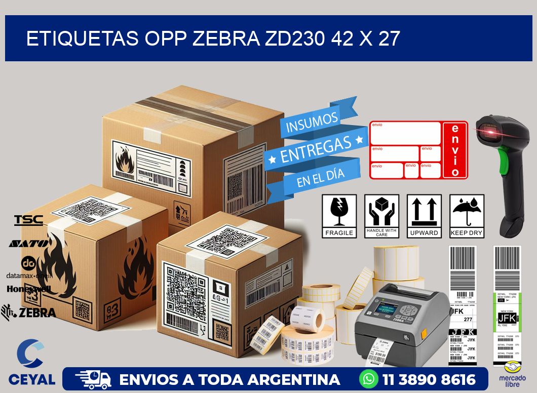 ETIQUETAS OPP ZEBRA ZD230 42 x 27
