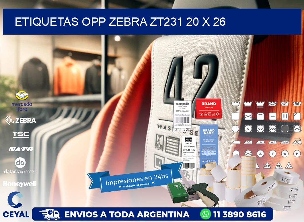 ETIQUETAS OPP ZEBRA ZT231 20 x 26