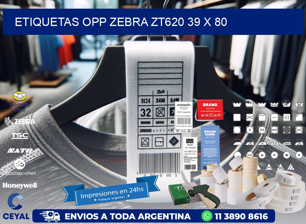 ETIQUETAS OPP ZEBRA ZT620 39 x 80