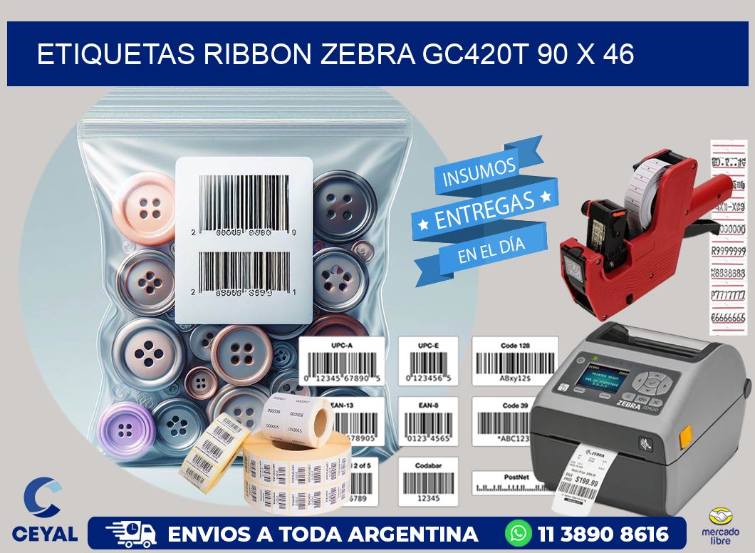 ETIQUETAS RIBBON Zebra GC420T 90 x 46