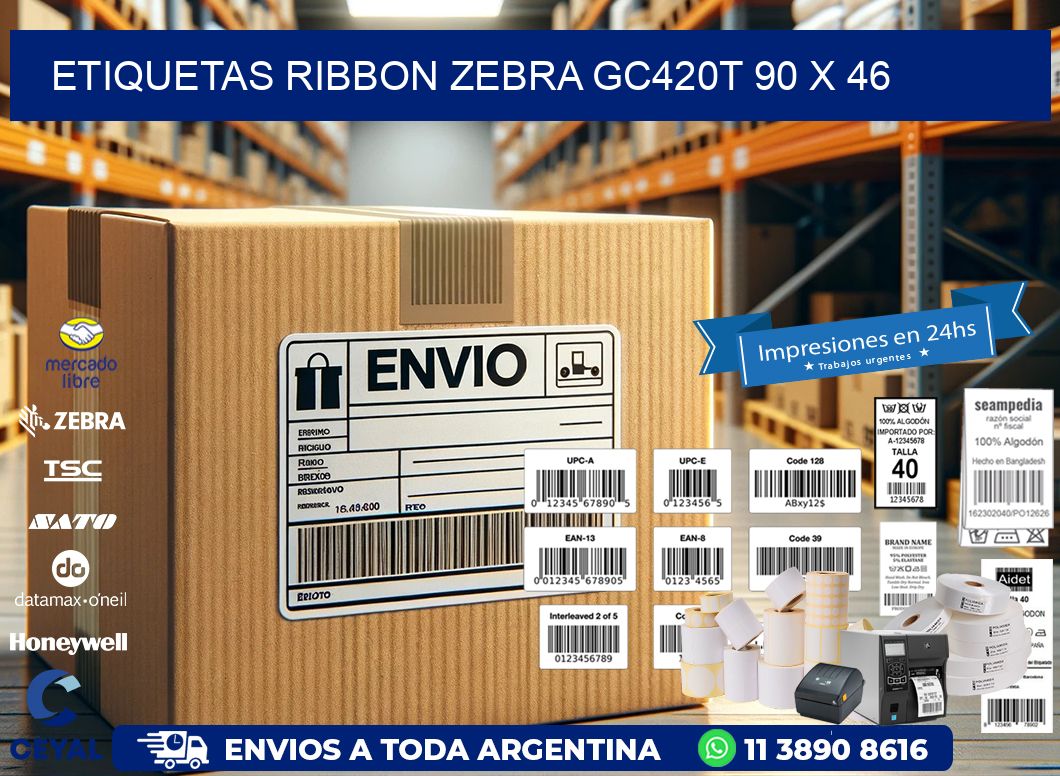 ETIQUETAS RIBBON Zebra GC420T 90 x 46