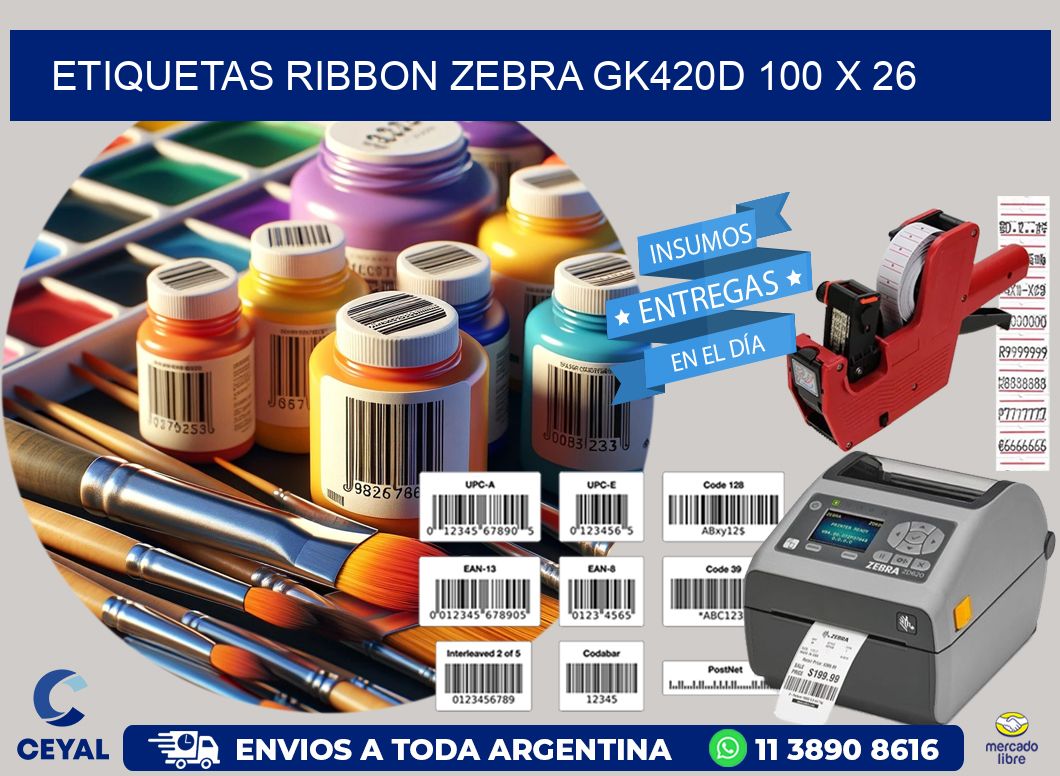 ETIQUETAS RIBBON Zebra GK420D 100 x 26