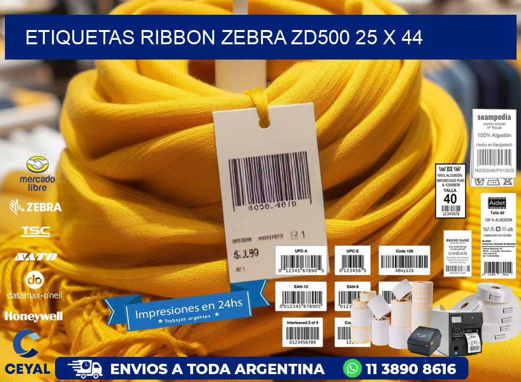 ETIQUETAS RIBBON Zebra ZD500 25 x 44