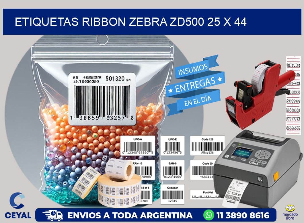 ETIQUETAS RIBBON Zebra ZD500 25 x 44