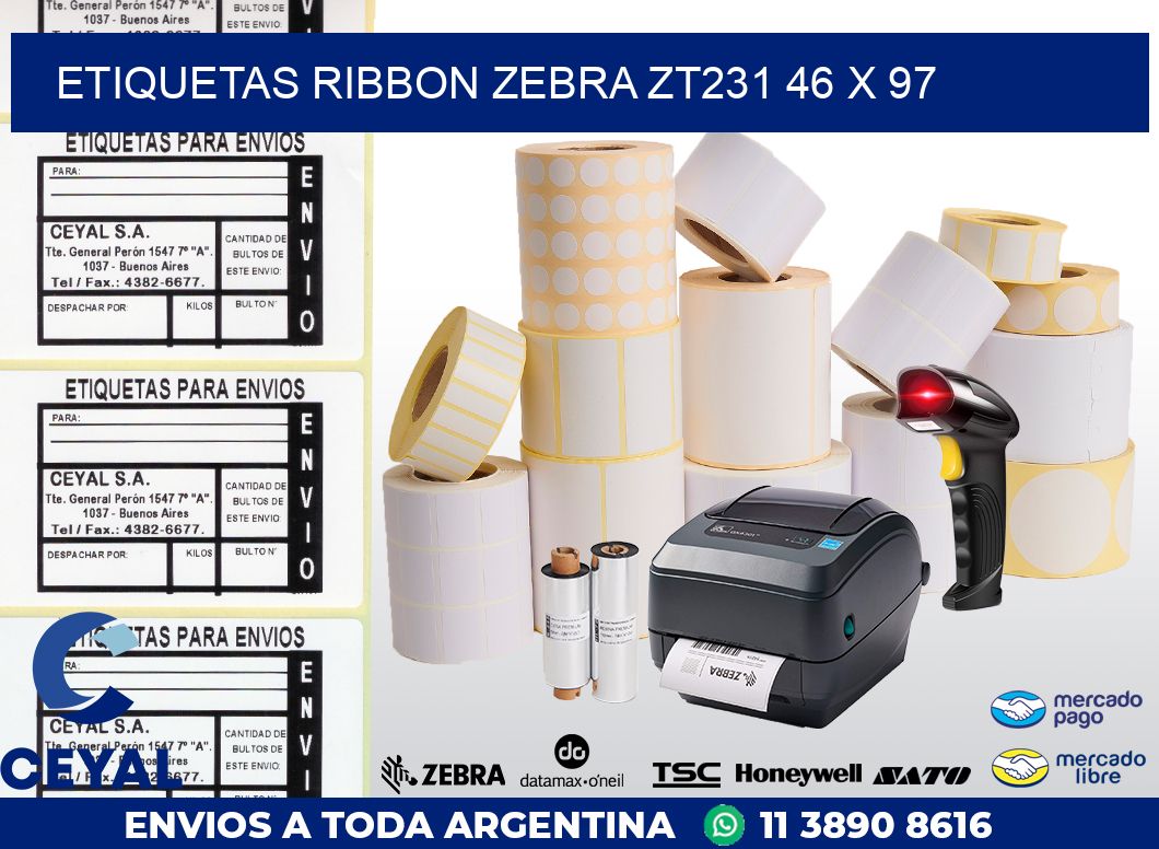 ETIQUETAS RIBBON Zebra ZT231 46 x 97
