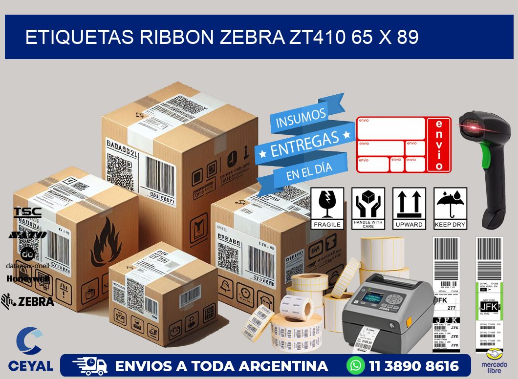 ETIQUETAS RIBBON Zebra ZT410 65 x 89