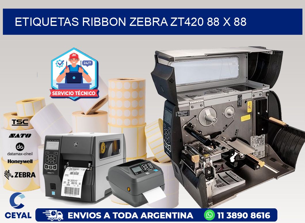 ETIQUETAS RIBBON Zebra ZT420 88 x 88