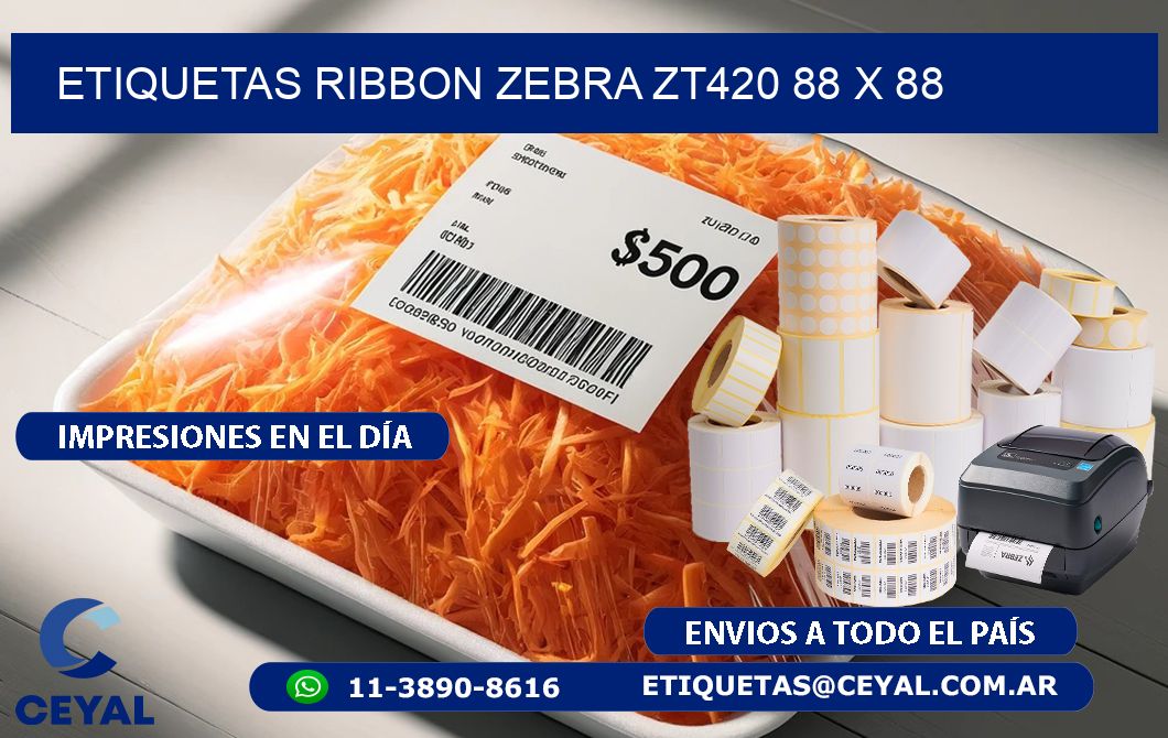 ETIQUETAS RIBBON Zebra ZT420 88 x 88