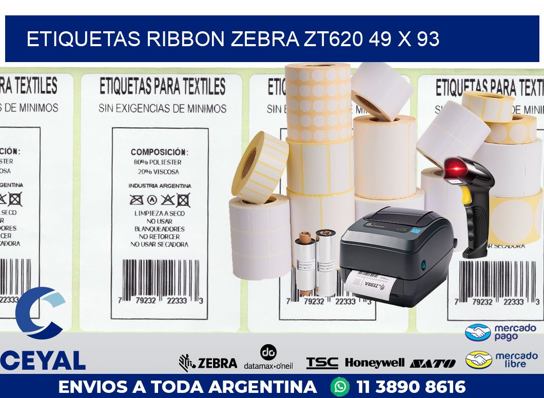 ETIQUETAS RIBBON Zebra ZT620 49 x 93