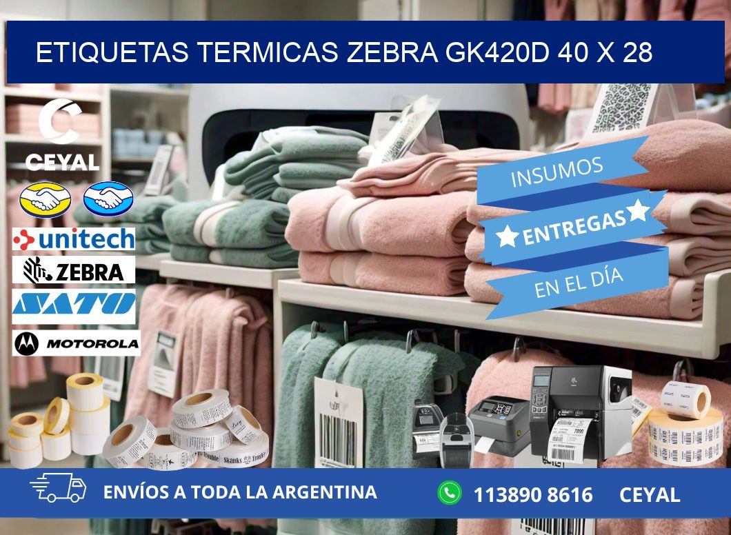 ETIQUETAS TERMICAS ZEBRA GK420D 40 x 28