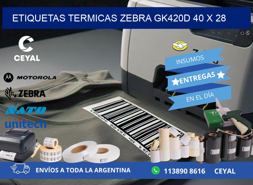 ETIQUETAS TERMICAS ZEBRA GK420D 40 x 28